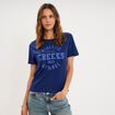 T-shirt col rond manches courtes bleu fonc&eacute; femme