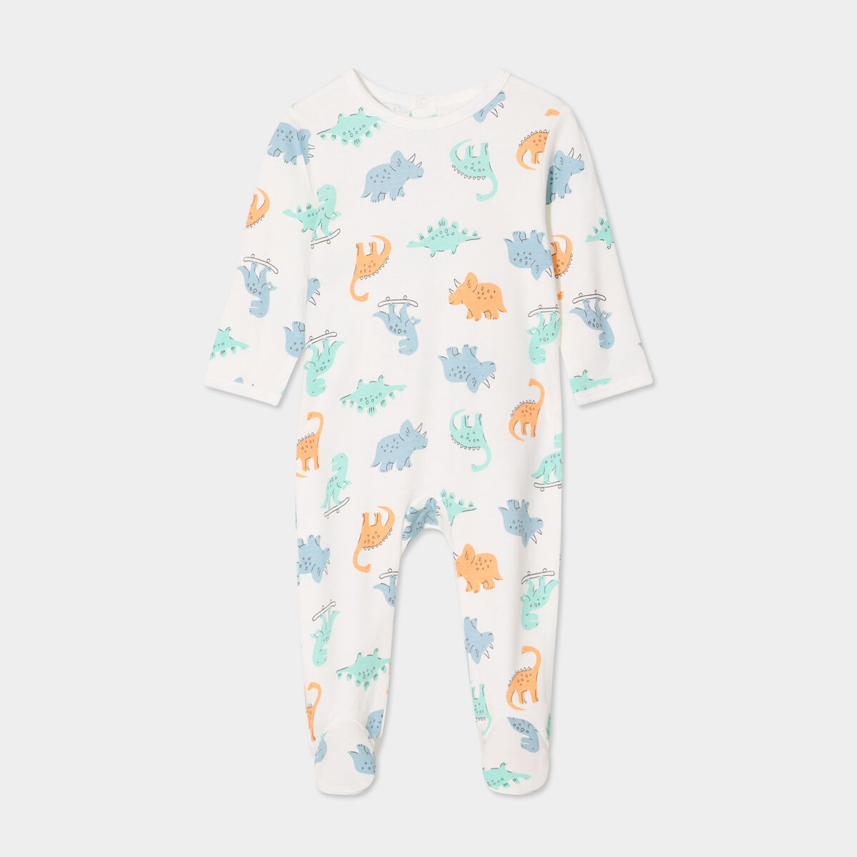 Dors-bien coton manches longues boutonné ecru bébé garçon