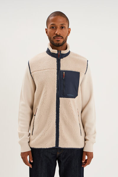 Gilet effet polaire sans manches beige homme