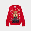 Pull de No&euml;l &agrave; sequins manches longues rouge femme