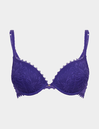 Soutien-gorge push up dentelle violet foncé femme
