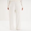 Pantalon effet velours d&eacute;tails torsades blanc femme grande taille