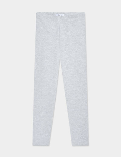 Legging long coton taille élastiquée gris fille