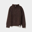 Pull camionneur col zipp&eacute; marron gar&ccedil;on
