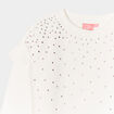 Sweat strass et volants manches longues ivoire fille