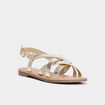 Sandales plates brides croisées jaune or femme