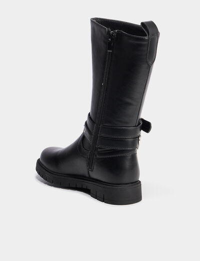 Bottes avec boucles coeurs noir fille