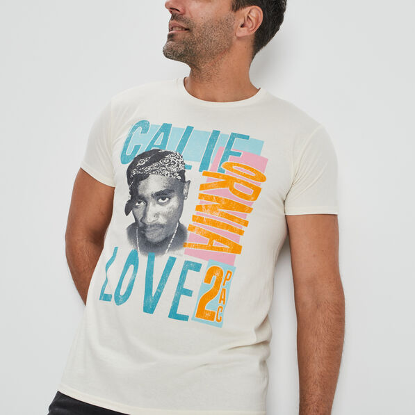 t shirt manches courtes tupac ivoire homme T-shirt manches courtes Tupac ivoire homme