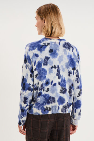 Pull col rond manches longues relax bleu clair femme