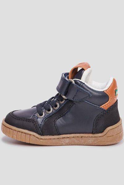 Bottillons en cuir Kickers Winckycdt noir bébé garçon