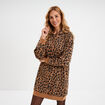 Robe sweat &agrave; capuche camel femme