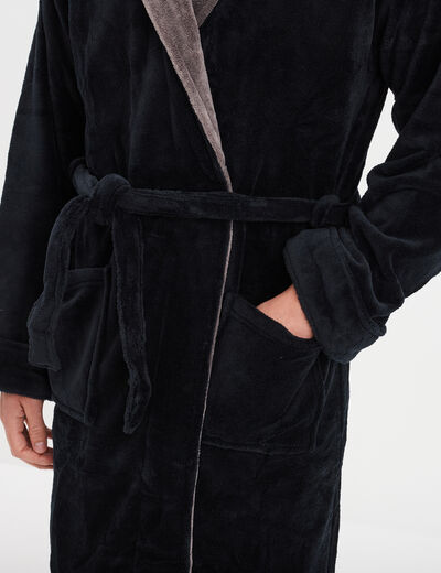 Peignoir long col châle noir homme