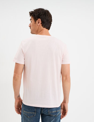 T-shirt droit en coton manches courtes rose clair homme