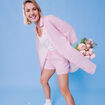 Short taille élastiquée gaze de coton rose vif femme