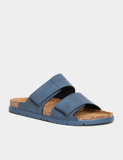 Mules à scratchs bleu marine homme