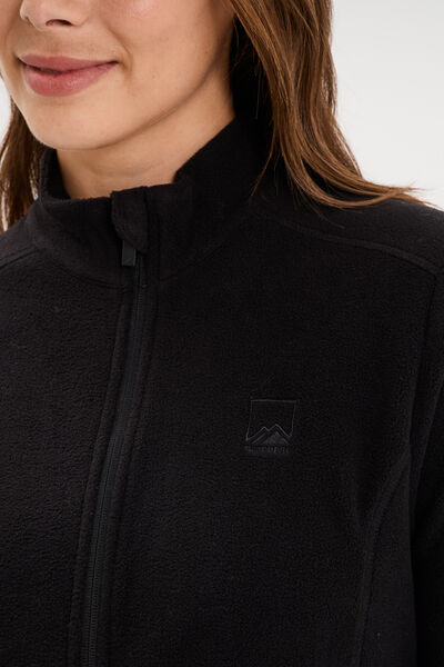 Gilet polaire zipp&eacute; manches longues noir femme