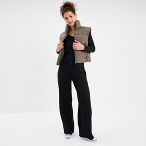 Doudoune sans manches vert kaki femme