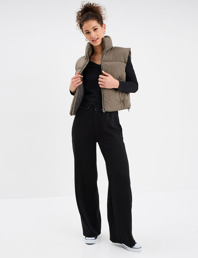 Doudoune sans manches vert kaki femme