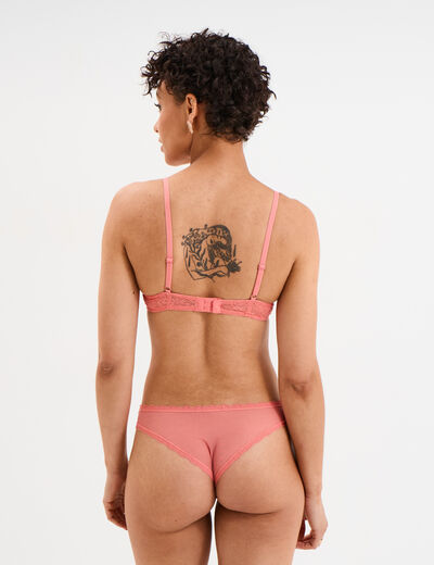 Soutien-gorge corbeille paddé dentelle vieux rose femme