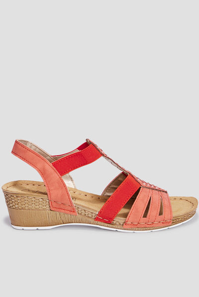Sandales compensées cuir Confortissimo rouge femme