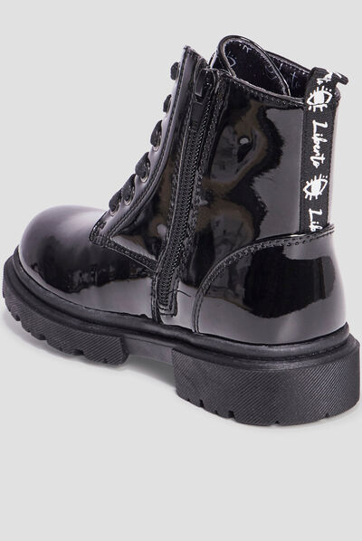 Bottines crantées zippées à paillettes noir fille