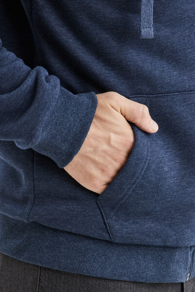 Sweat zippé à capuche bleu marine homme