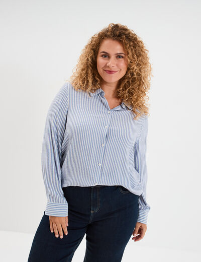 Chemise manches longues bleu marine femme grande taille