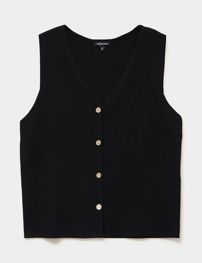 Gilet sans manches col en V noir femme
