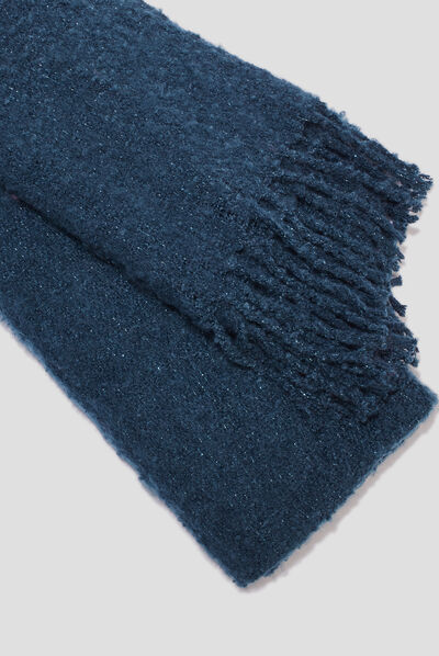 Écharpe avec franges bleu canard femme
