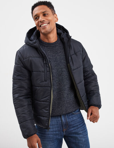Doudoune r&eacute;versible capuche Creeks bleu fonc&eacute; homme