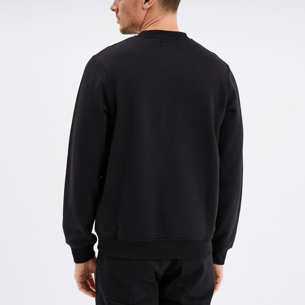 Sweat col rond manches longues Creeks noir homme