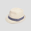 Chapeau trilby avec ruban beige garçon