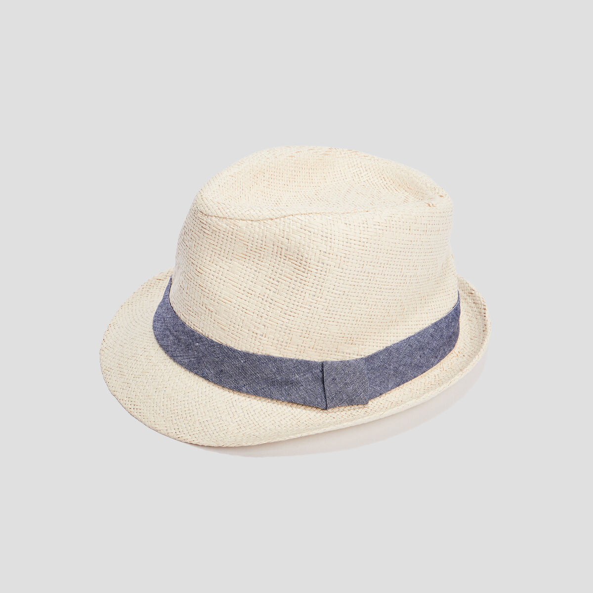 Chapeau trilby avec ruban beige garçon