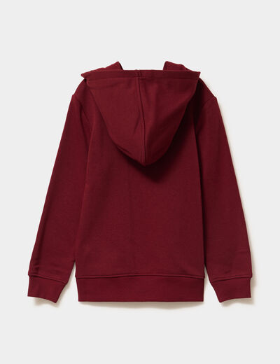 Sweat hoodie sequins r&eacute;versibles bordeaux gar&ccedil;on