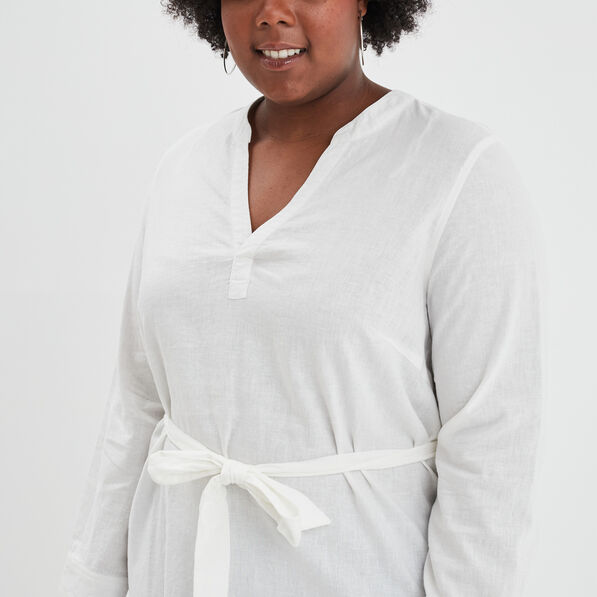 Blouse droite ceinturée lin majoritaire blanc femme grande taille