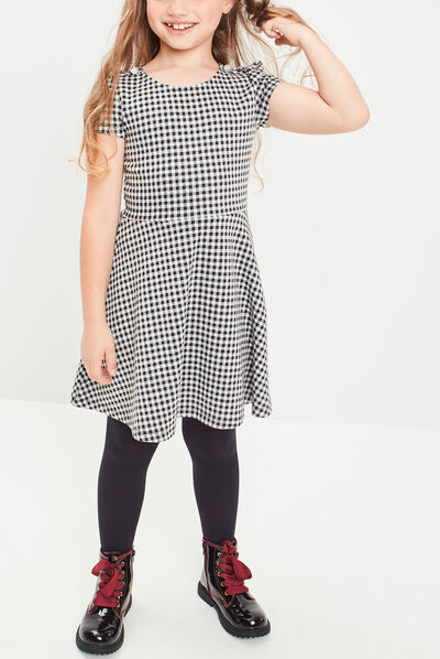 Robe patineuse à col rond ecru fille