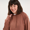 Sweat hoodie manches longues &agrave; capuche marron femme