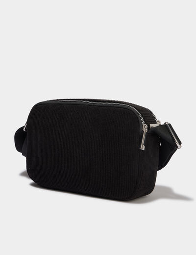 Sac rectangulaire effet velours c&ocirc;tel&eacute; noir femme