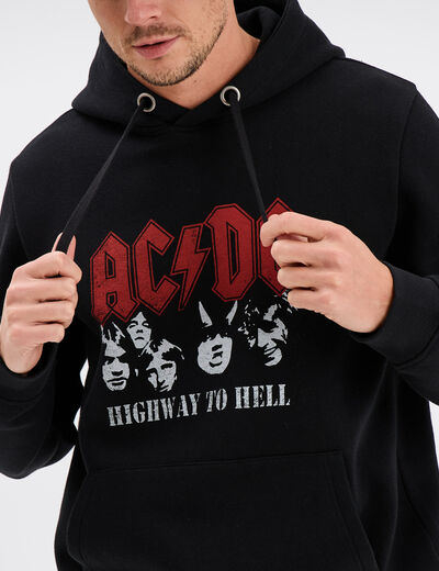 Sweat à capuche hoodie 1 poche AC/DC noir homme