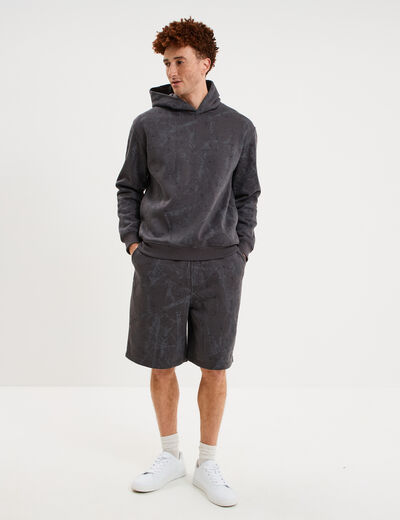 Short de jogging long coupe large gris fonc&eacute; homme