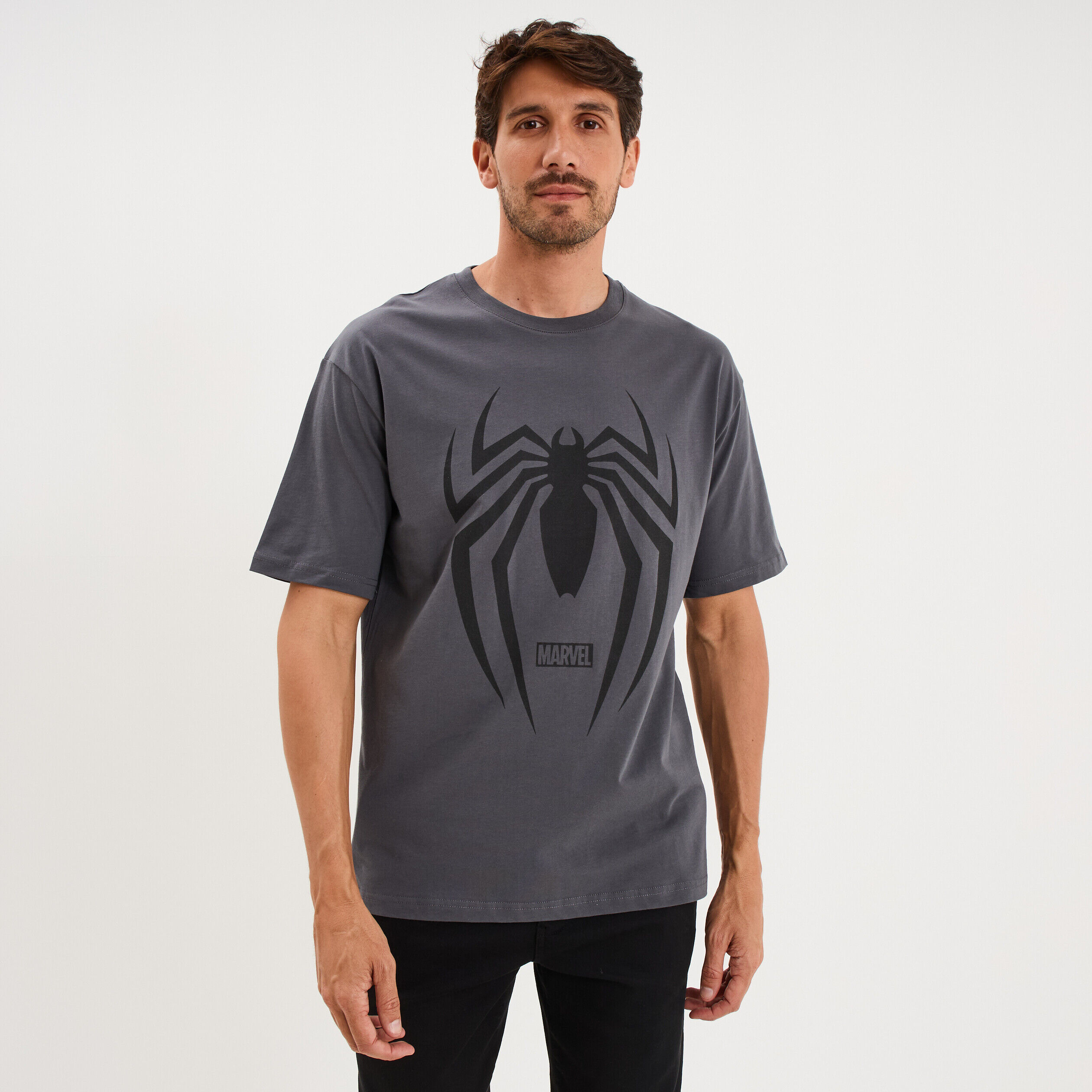 T-shirt manches courtes Spider-Man gris foncé homme
