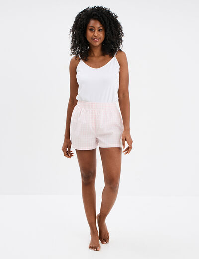 Short de pyjama coton blanc femme
