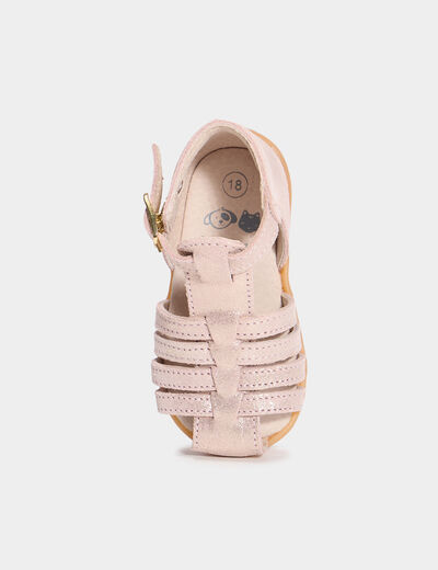 Sandales en cuir rose bébé fille