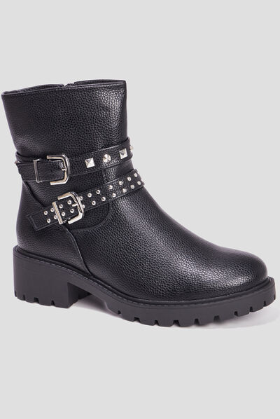 Bottines boucles et clous à talons noir femme
