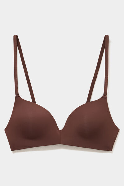Soutien-gorge triangle bretelles fines marron femme