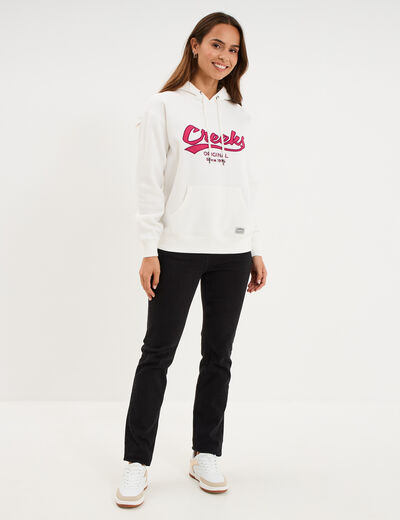 Sweat &agrave; capuche hoodie blanc femme