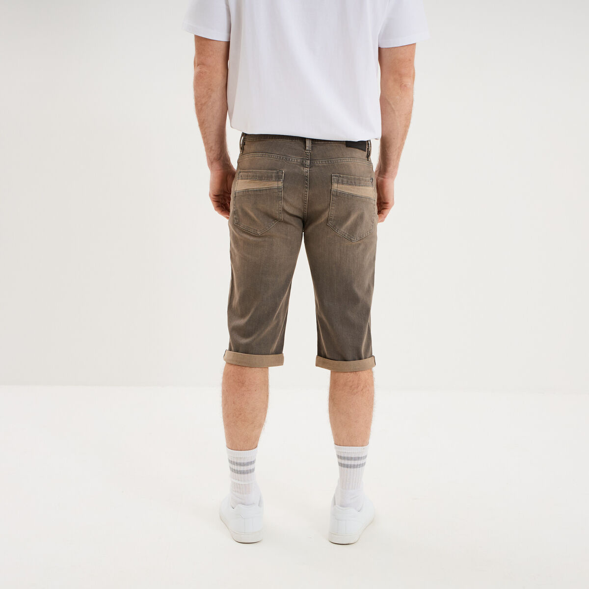 Bermuda short en jean regular denim gris homme