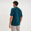 T-shirt col rond coupe relax coton &eacute;pais bleu canard homme
