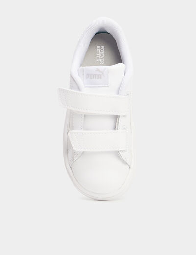 Tennis basses à scratchs Puma Smash blanc garçon