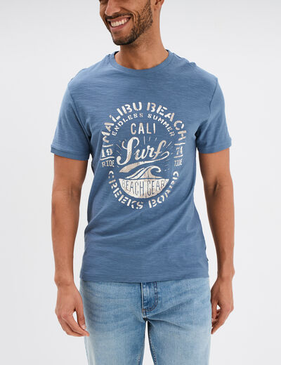T-shirt droit manches courtes coton bleu foncé homme